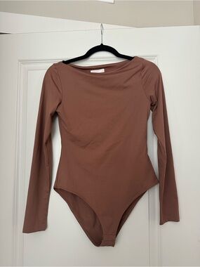 H&M Terracotta Long Sleeve Boat Neck Bodysuit